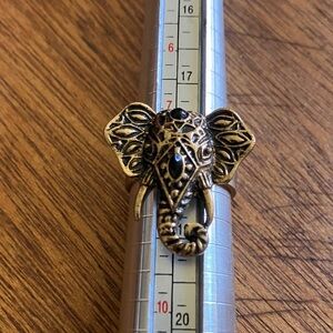 Gold Tone and‎ Black Elephant Statement Ring